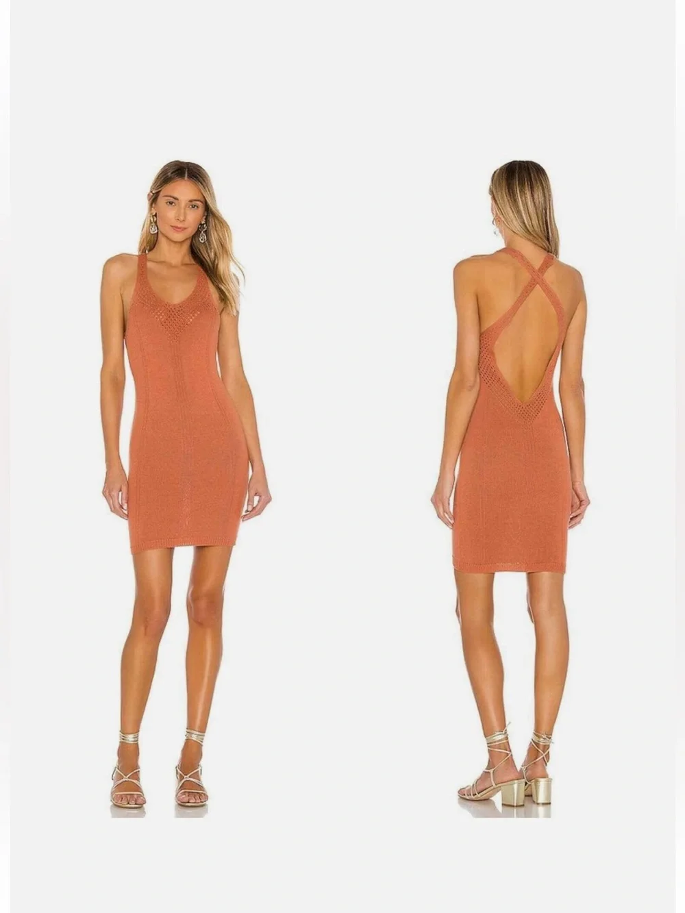Free People Rust Open-Knit Tank Dress